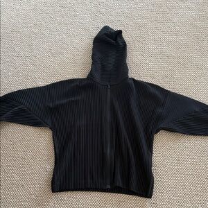 issey miyake Black Ribbed Zip-Up Hoodie
